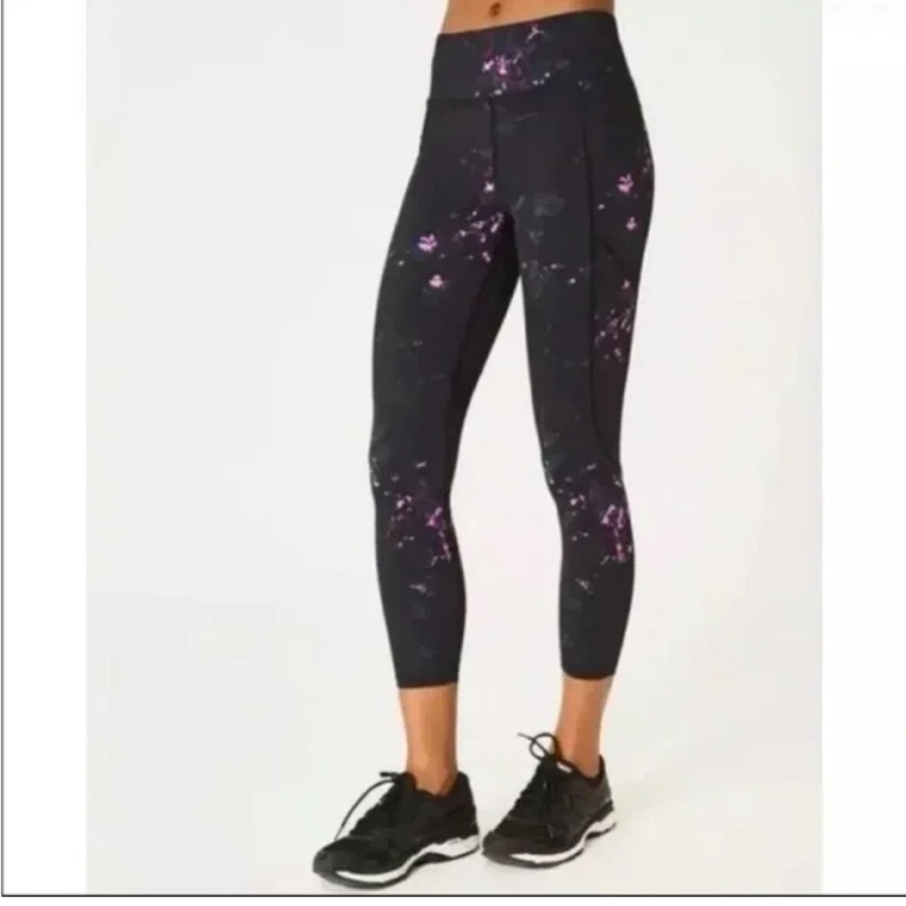 Sweaty Betty Zero Gravity Black Daisy Print High Waisted 7/8 length xxl leggings